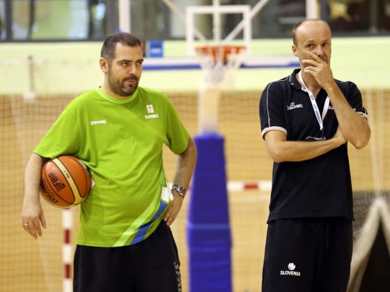 member of Slovenia National Baksetball team during practice session in Vitranc Hall, Kranjska gora, Slovenia on August 11, 2014