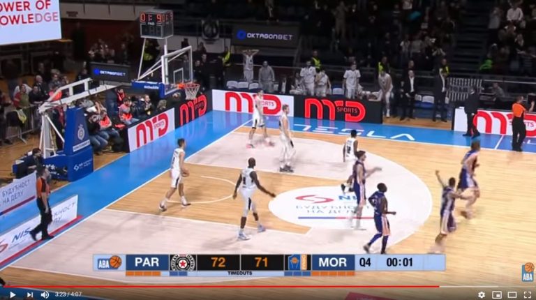 Na semaforju televizije do konca sekunda, na semaforju nad koše Partizana 1.9!